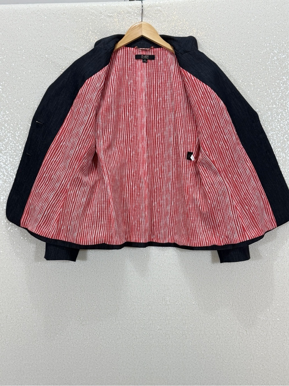 Alex Marie Blazer Jacket Women’s Size 14 Dark Blue Denim Look Tailored Lined - Picture 15 of 16